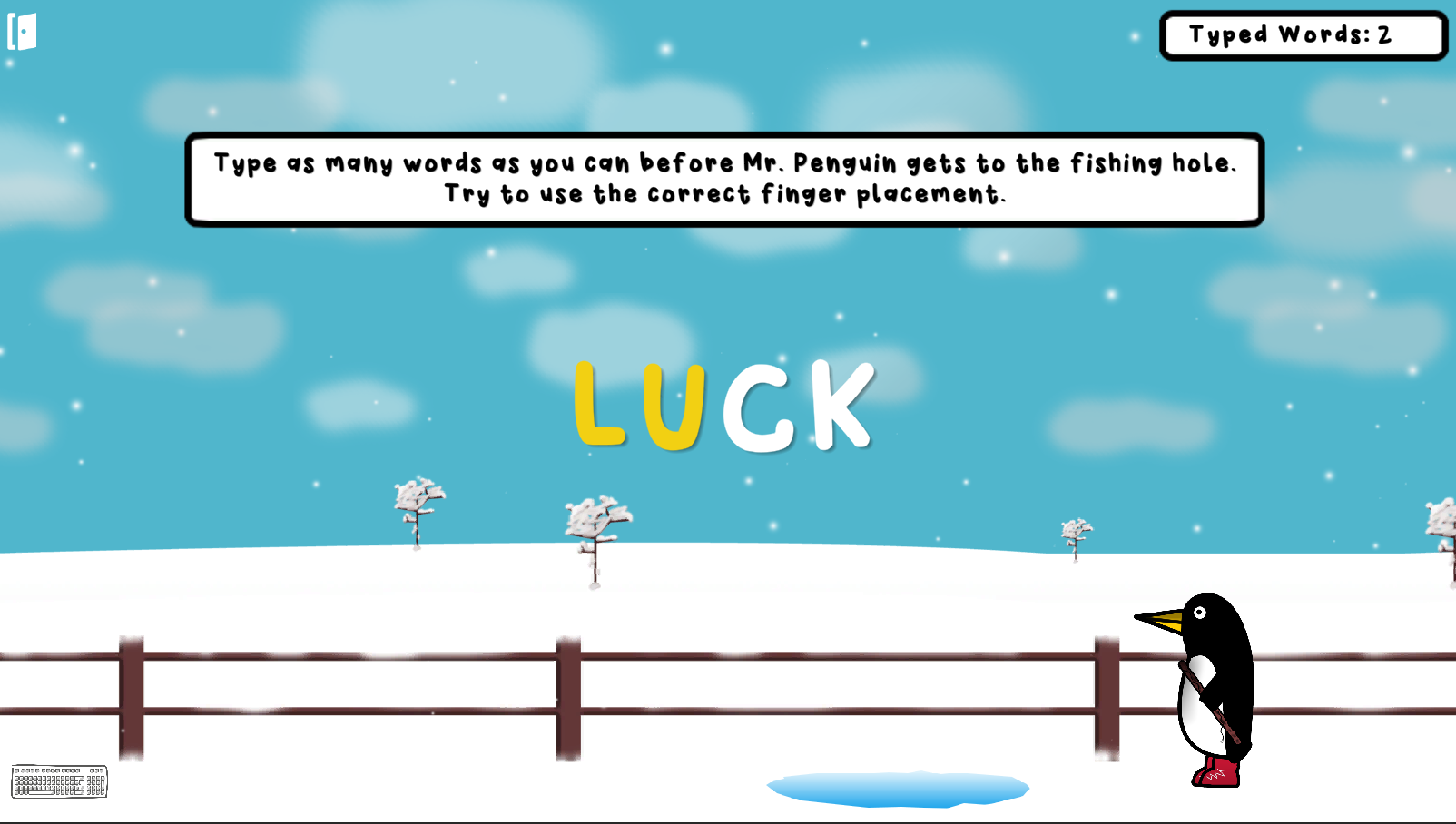Screenshot of "Mr. Penguin's Touch Type Challenge" PC game