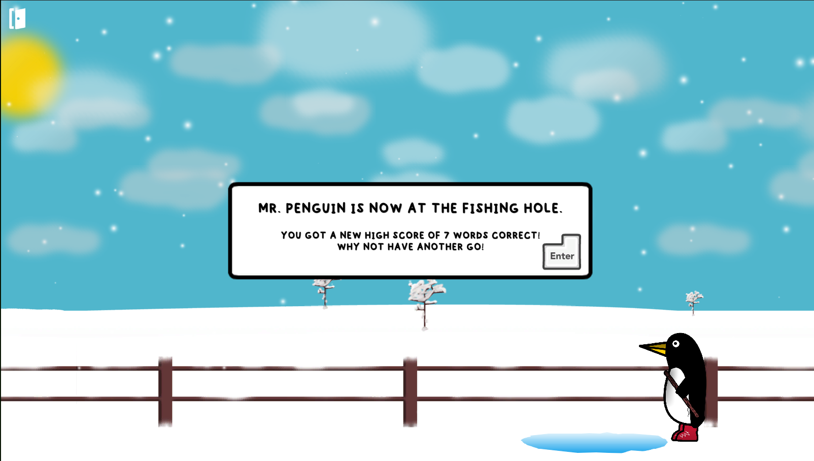 Screenshot of "Mr. Penguin's Touch Type Challenge" PC game